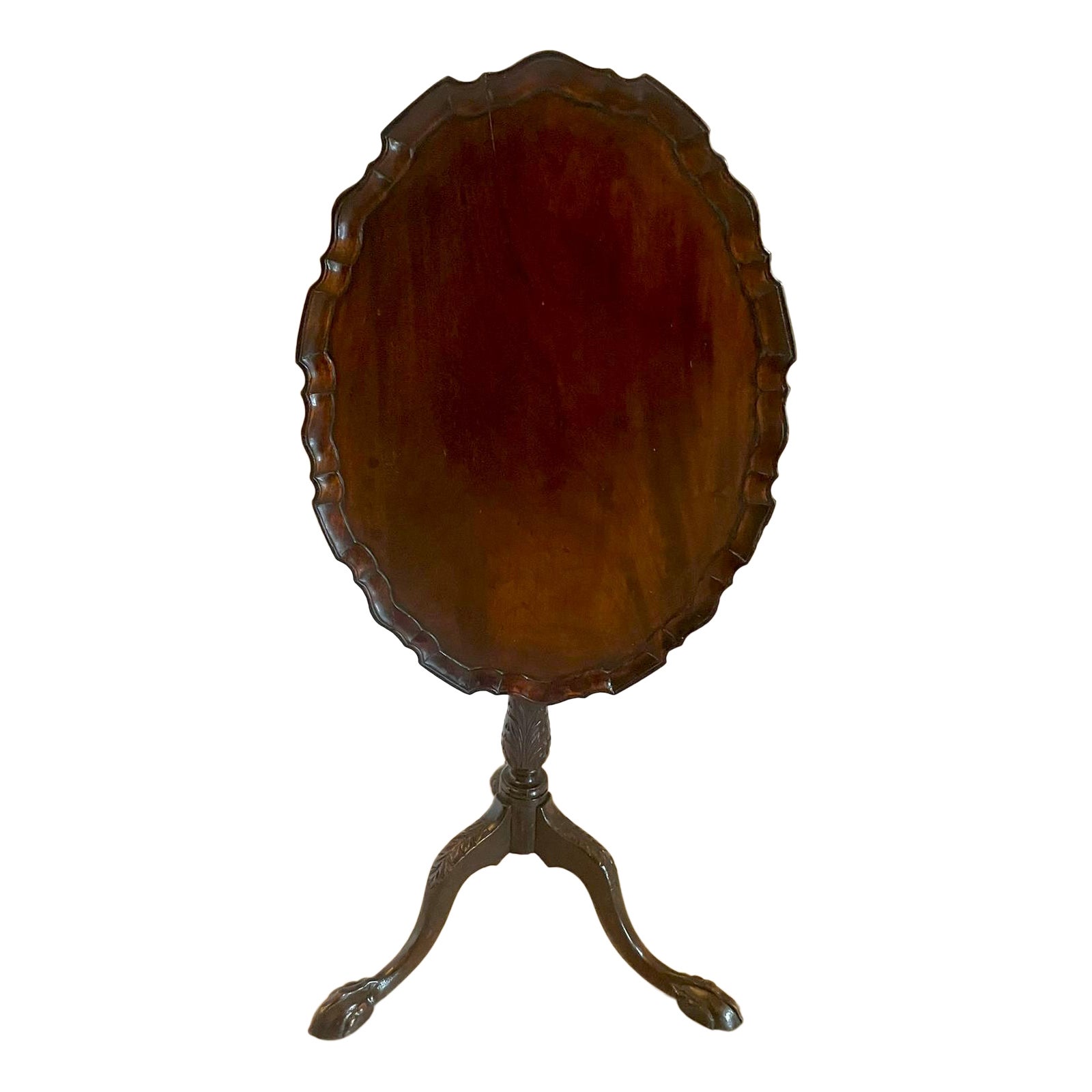 Ancienne table de lampe en acajou sculpté de qualité victorienne 