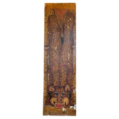 Used Wooden Board with Hand-Painted Tiger Decoration 