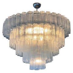 Merveilleux lustre Tronchi en verre clair de Murano