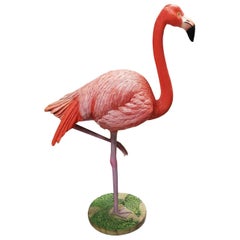 Vintage Life Size Pink Flamingo Fiberglass Statue
