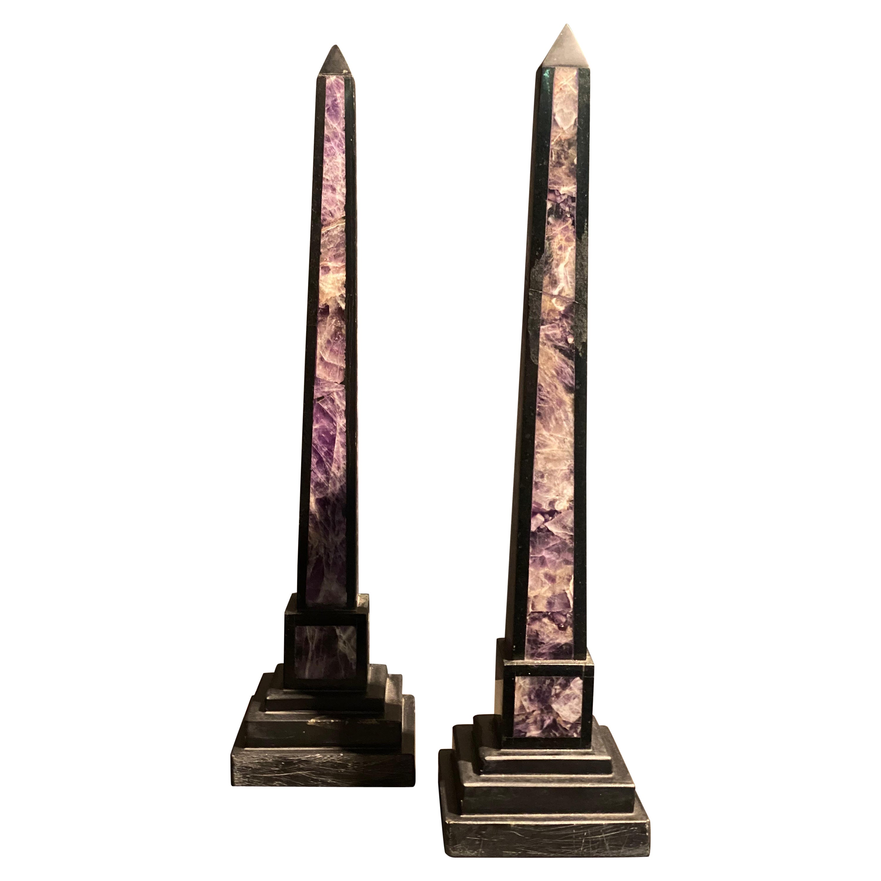 Pair of Antique miniature Obelisks For Sale