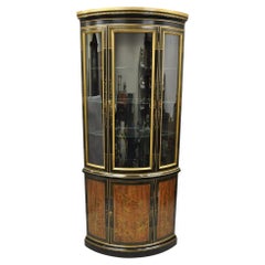 Retro Drexel Heritage Et Cetera Black Gold Chinoiserie Bow Front China Display Cabinet