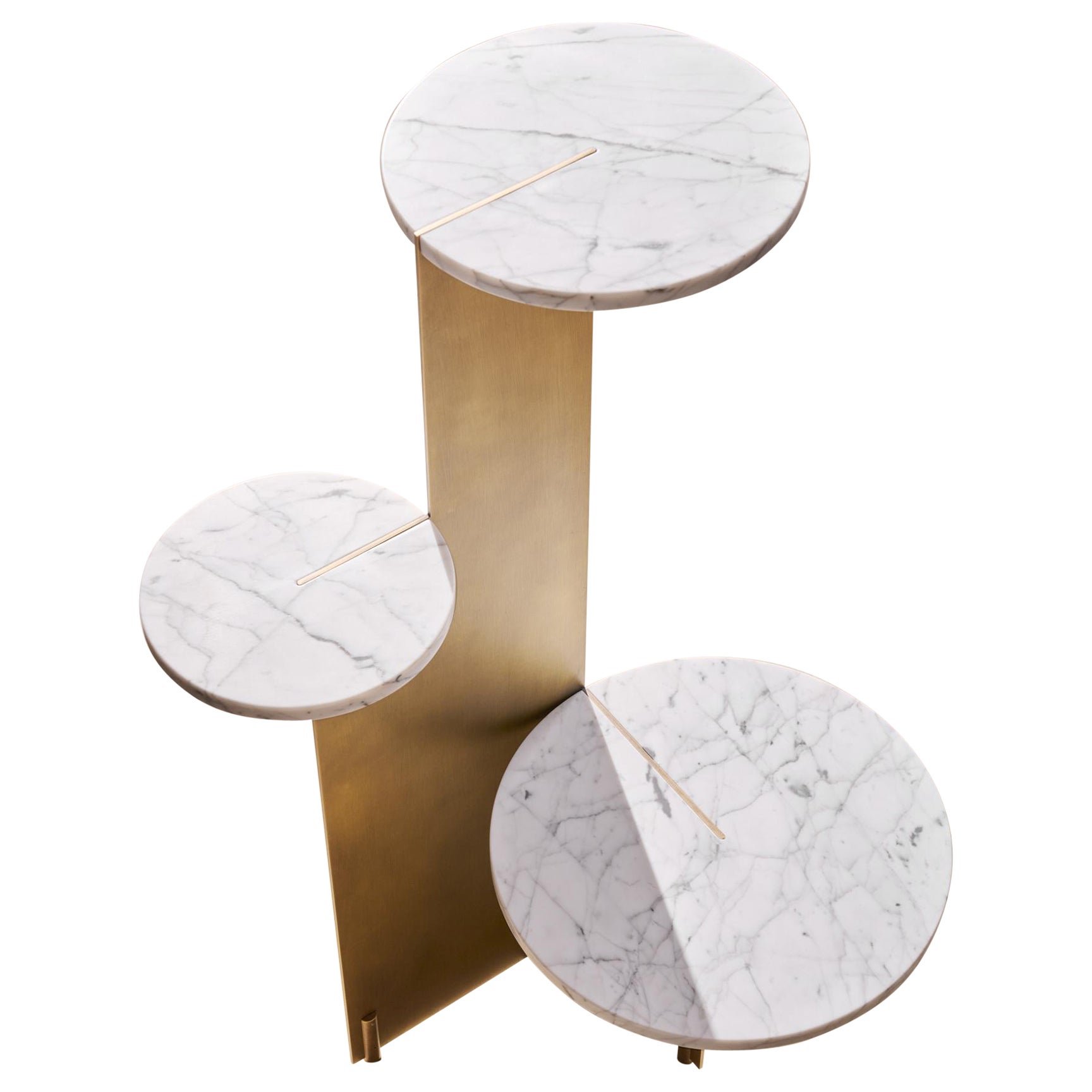 Hidde's Side Table- 39 "Thirtynine". Aged Brass and Italian Marble, H ...