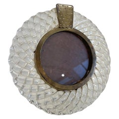 Vintage Mid-Century Modern Round Picture Frame by Carlo Scarpa for Venini, 1950s