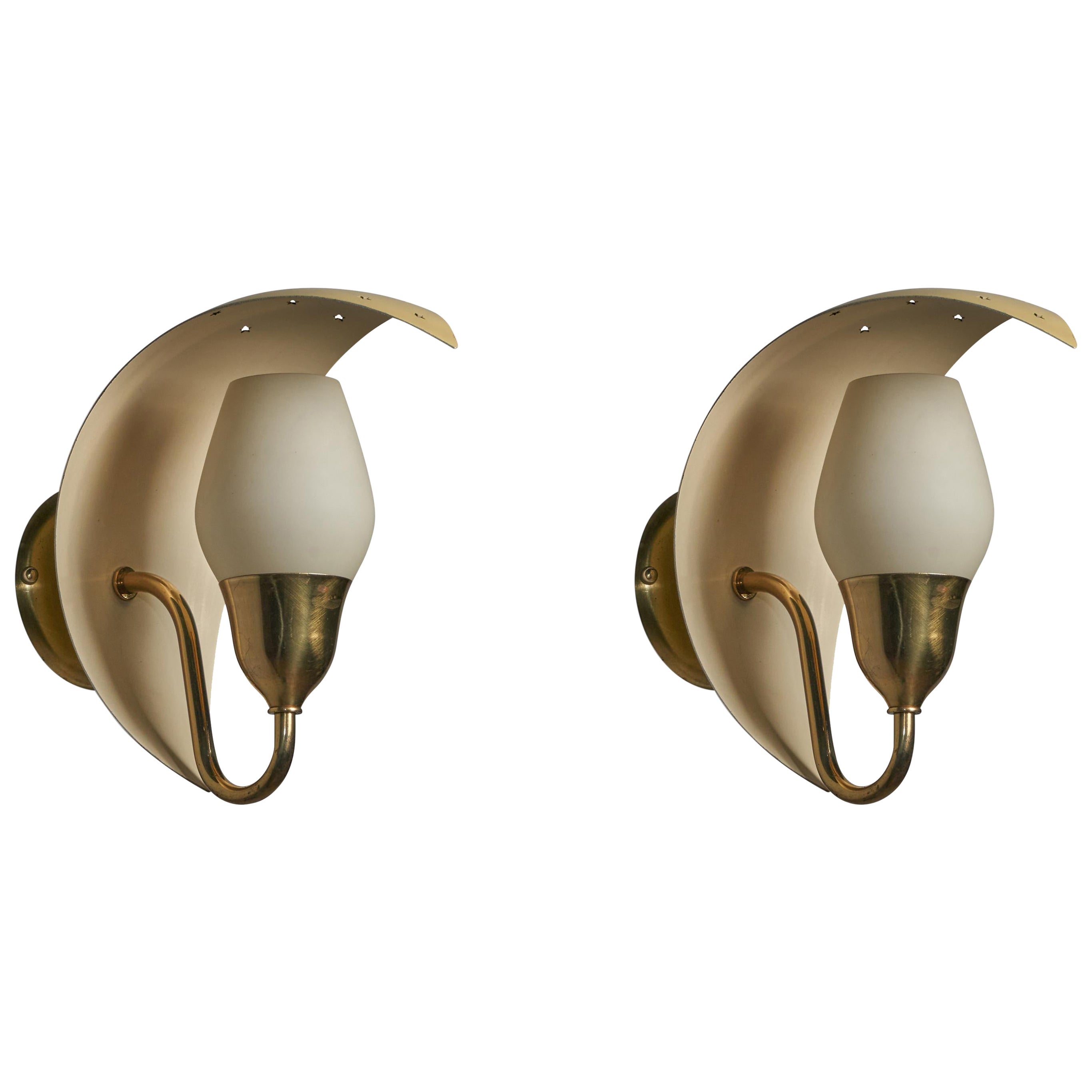 Bent Karlby, Wall Lights, Brass, Metal, Glass, Denmark, 1960s