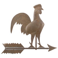 Vintage Americana Folk Art Brass Rooster Weathervane