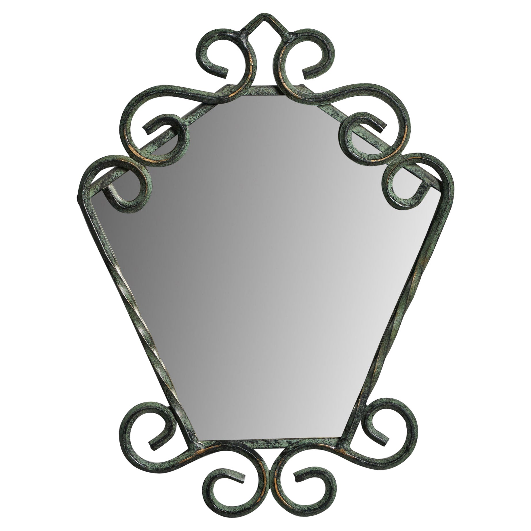 Swedish Designer, Wall Mirror, Wrought Iron, Sweden, 1970s