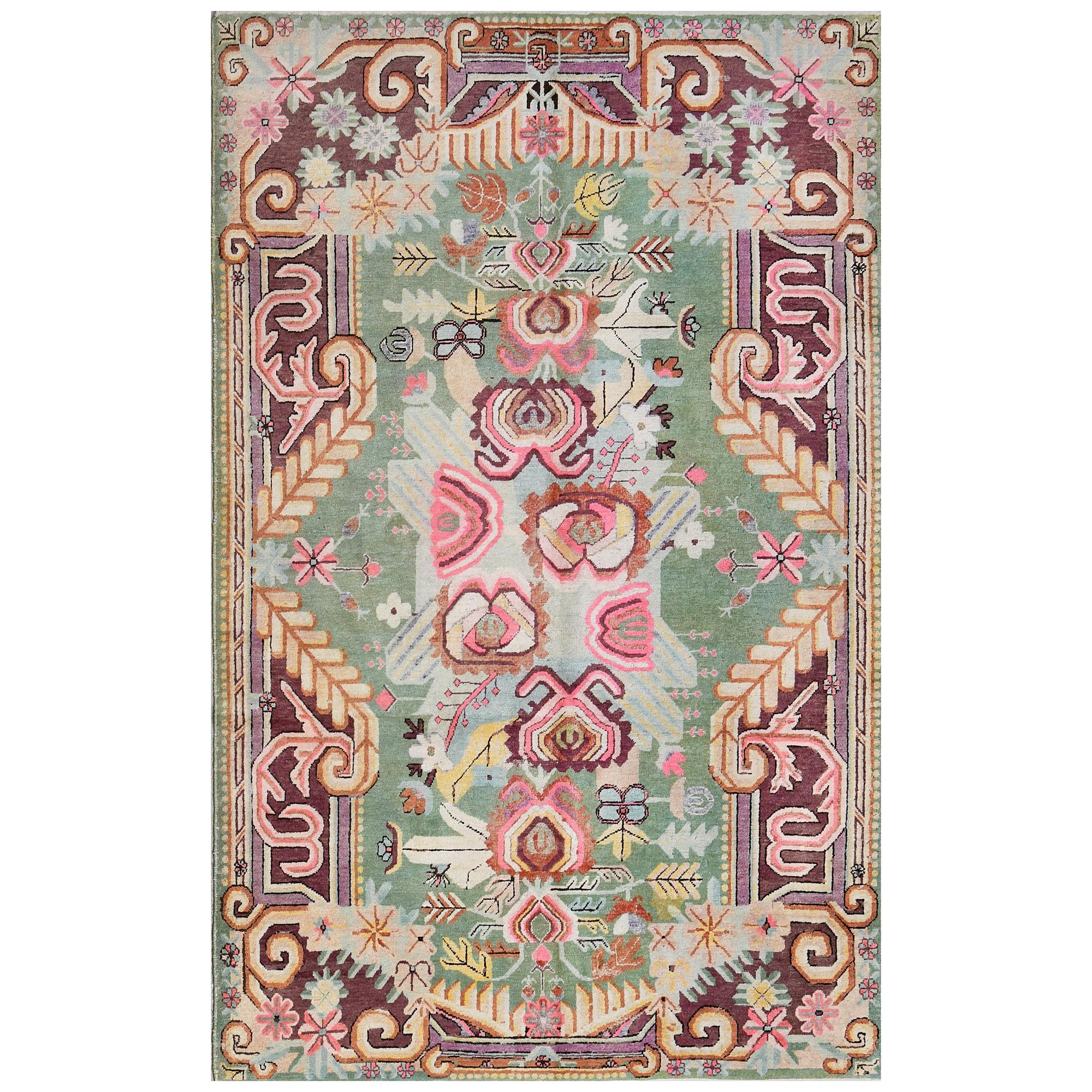 Hand-Knotted Antique Circa 1920 Wool Khotan Rug For Sale