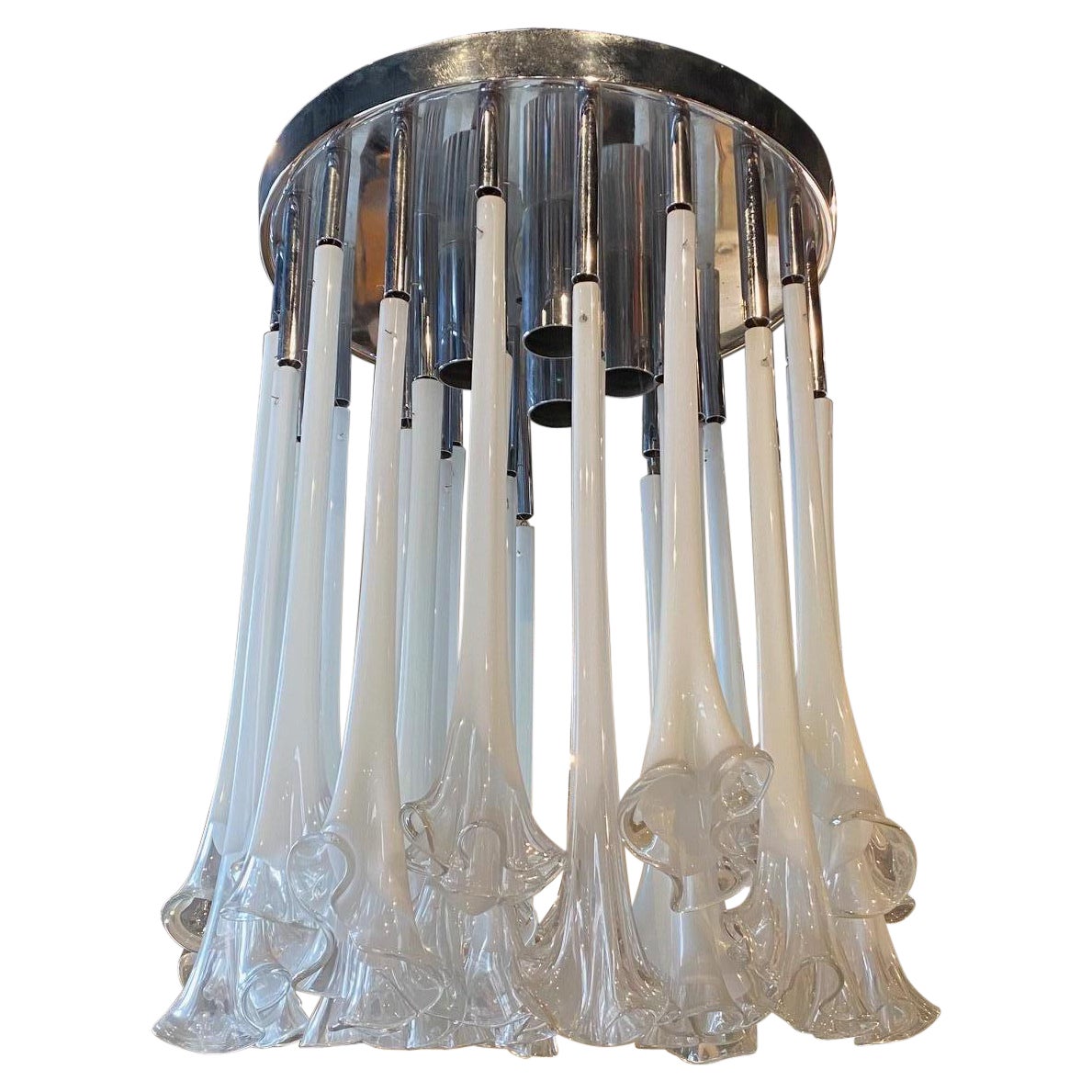  Murano  Flush Mount  Chandelier  "Calle" by Ettore Fantasia and Gino Poli  For Sale
