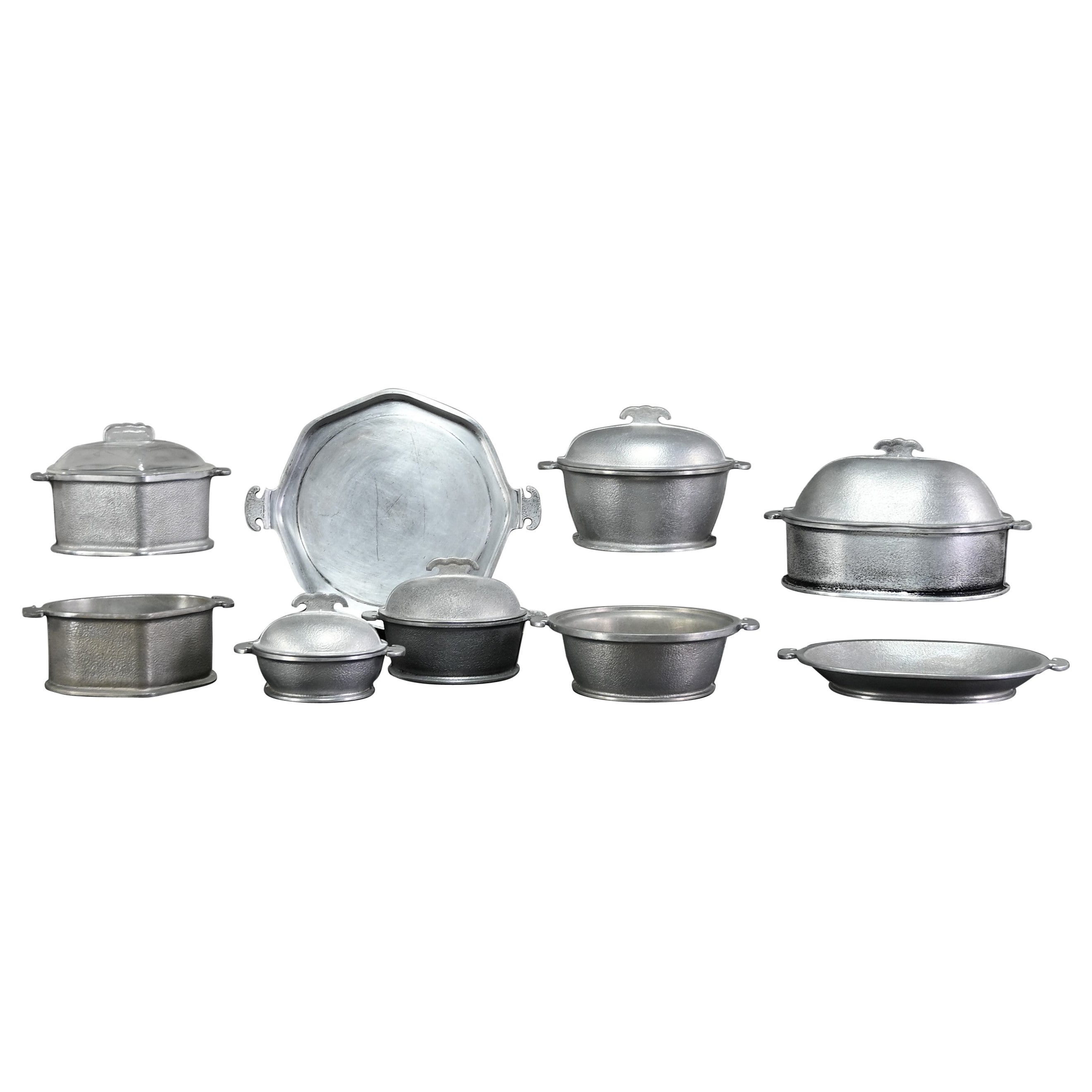 Mid 20th Century Guardian Service Aluminum Dual Purpose Cookware 14 Pieces For Sale