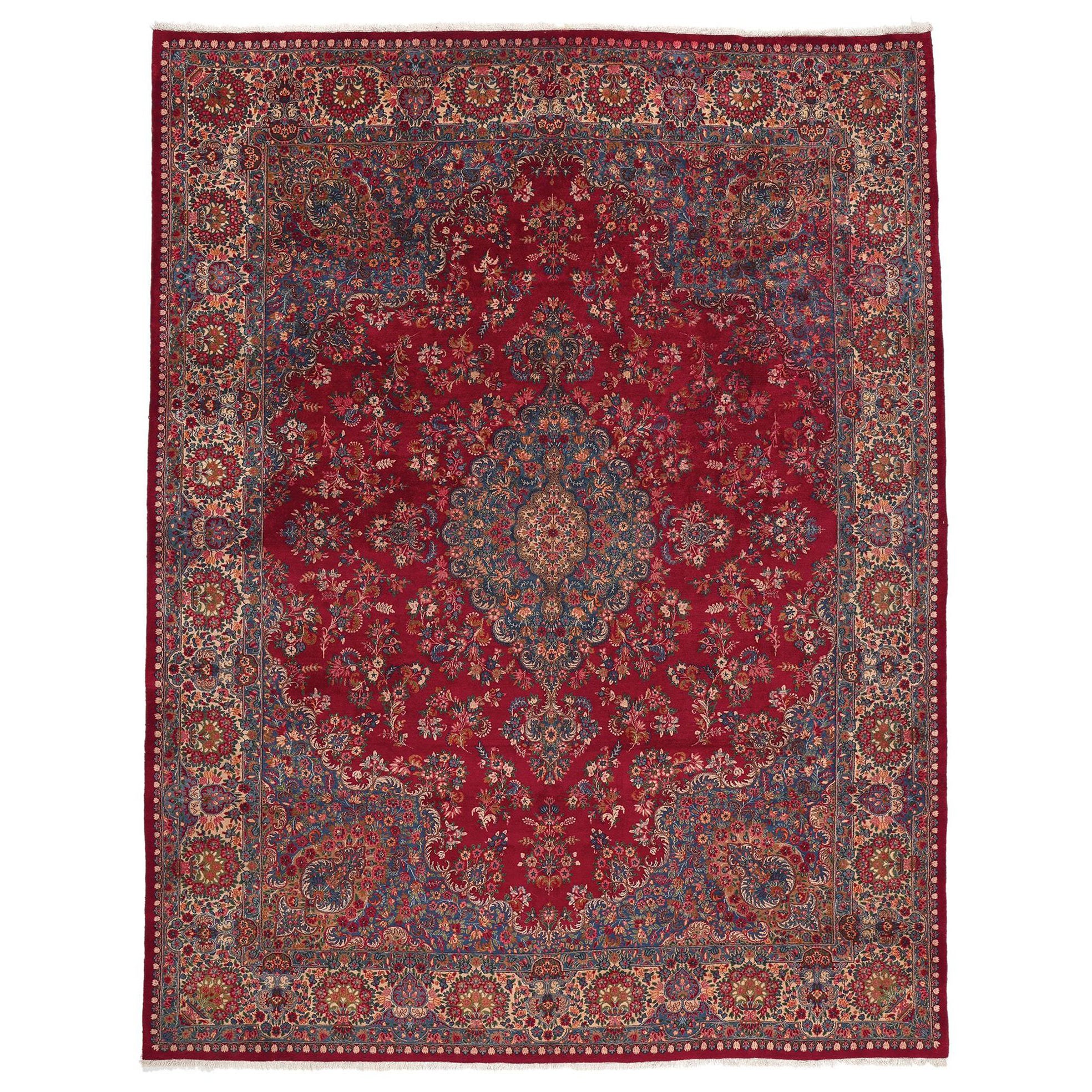 Klassischer persischer Kerman-Teppich, Classic Elegance trifft auf königlichen Charme im Angebot