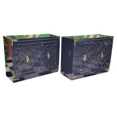 Huntley by Thomasville Faux Bamboo Chinoiserie Campaign Cabinets