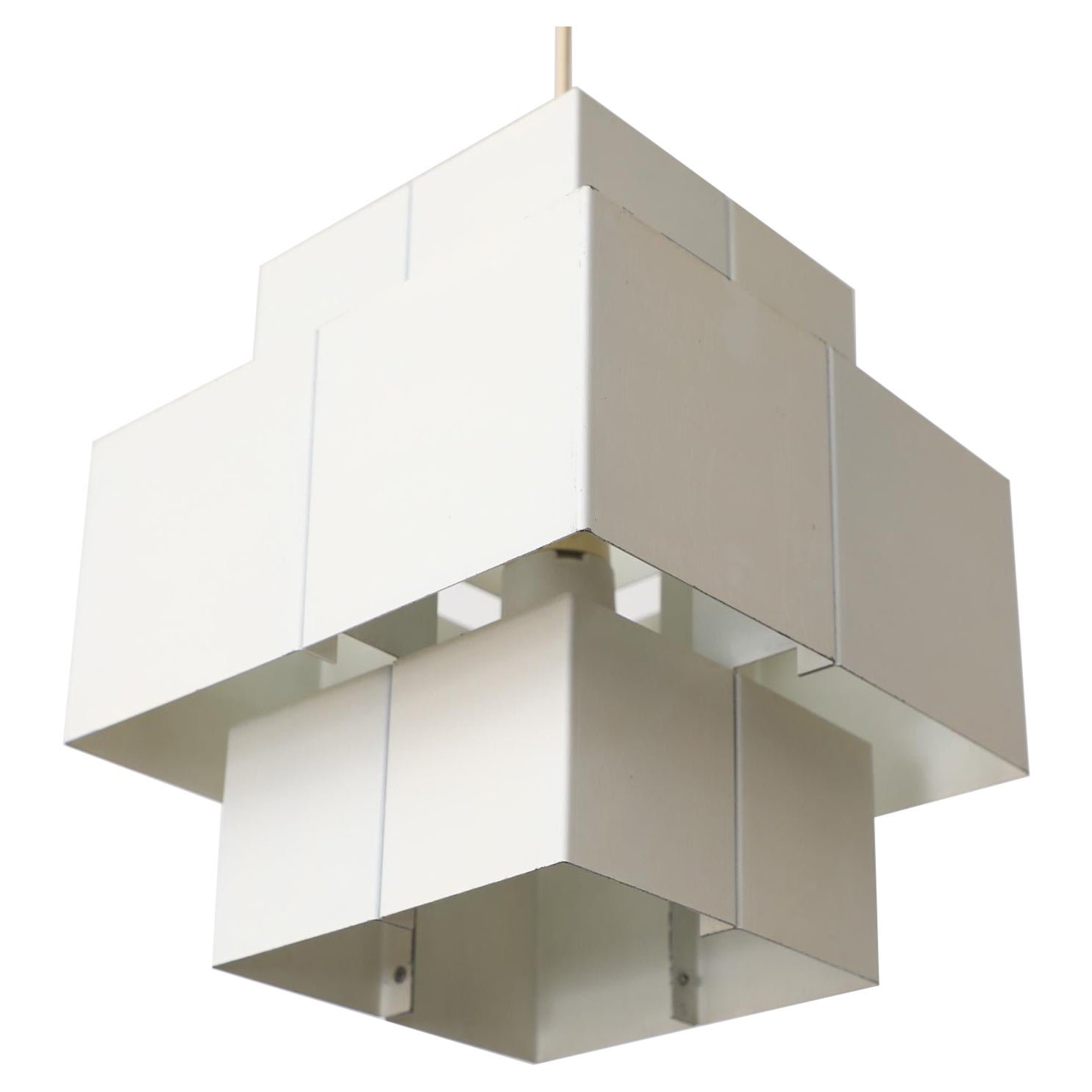 3-Tiered White Metal Box "Selectra" Pendant Light by Hans-Agne Jakobsson