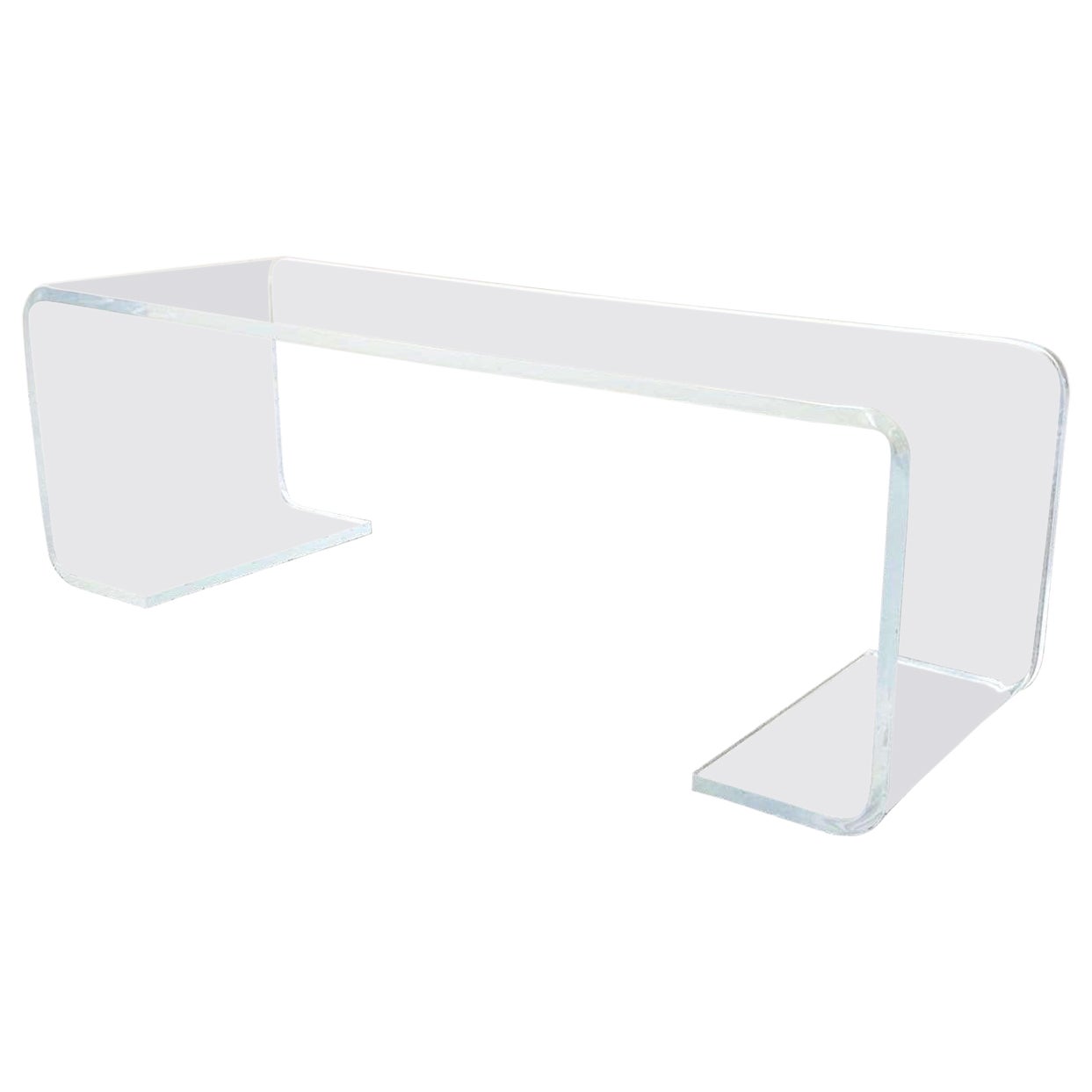 Postmodern Lucite Scroll Coffee Table For Sale