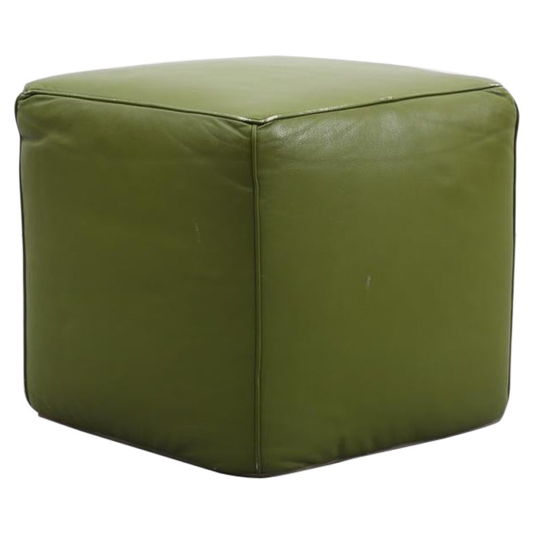 Green Mid-Century Skai Cube Ottoman
