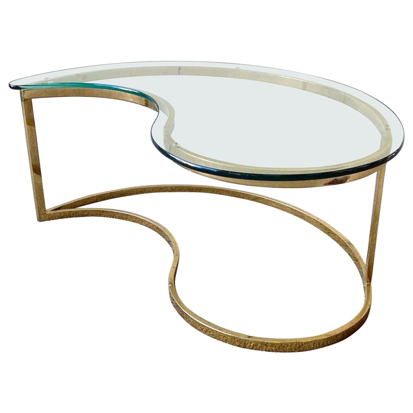 Mid Century Modern Glass Top Teardrop Coffee Table For Sale