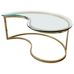 Retro Mid Century Modern Glass Top Teardrop Coffee Table