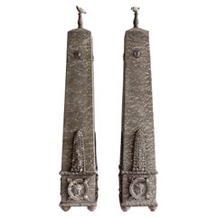 20th Century French Pair of Small Terra Cotta Obelisks - Vintage Décor