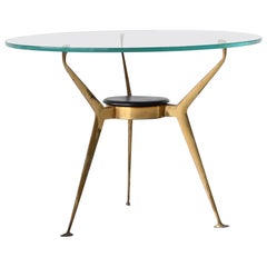 Tavolino in stile Cesare Lacca in ottone e vetro Italia 1960