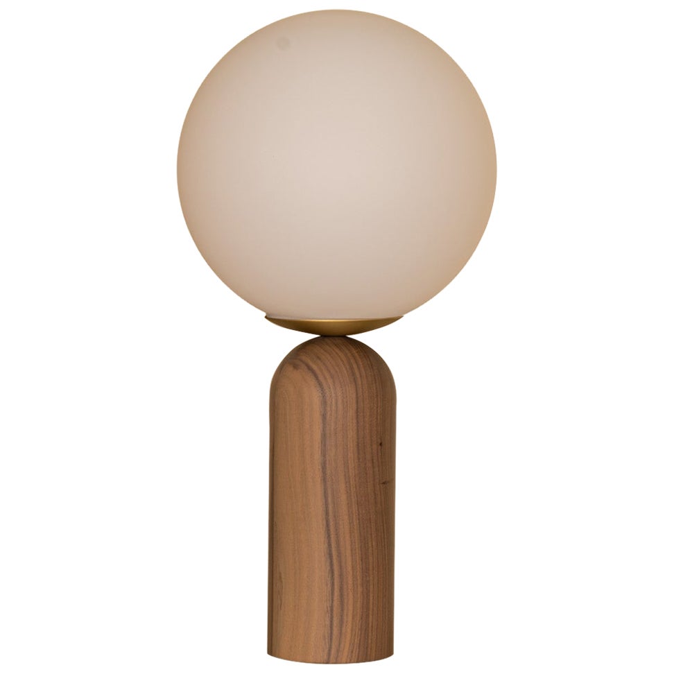 Walnut and Brass Atlas Table Lamp by Simone & Marcel For Sale