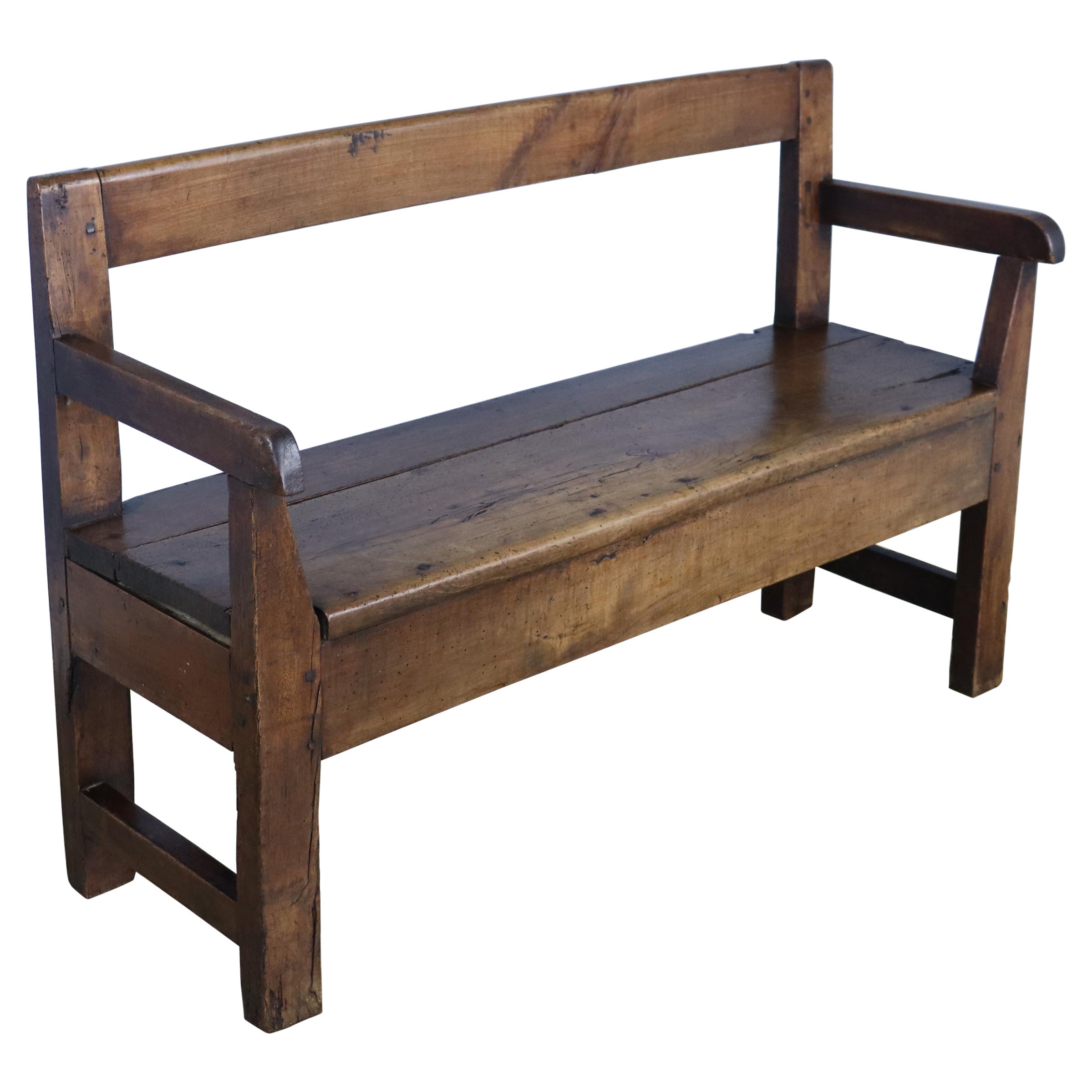 Antique French Cherry Bench For Sale