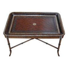 Maitland Smith Leather Top Serving Table