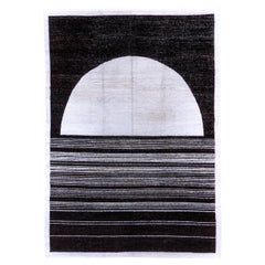 Diseño único de alfombra contemporánea moderna en blanco y negro