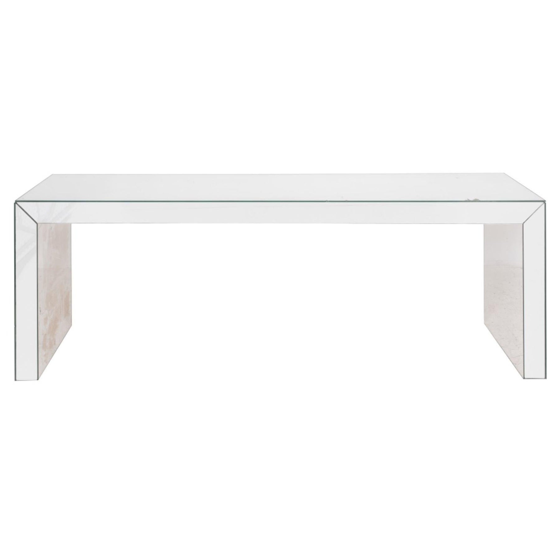 Mirrored Long Waterfall Console or Sofa Table For Sale
