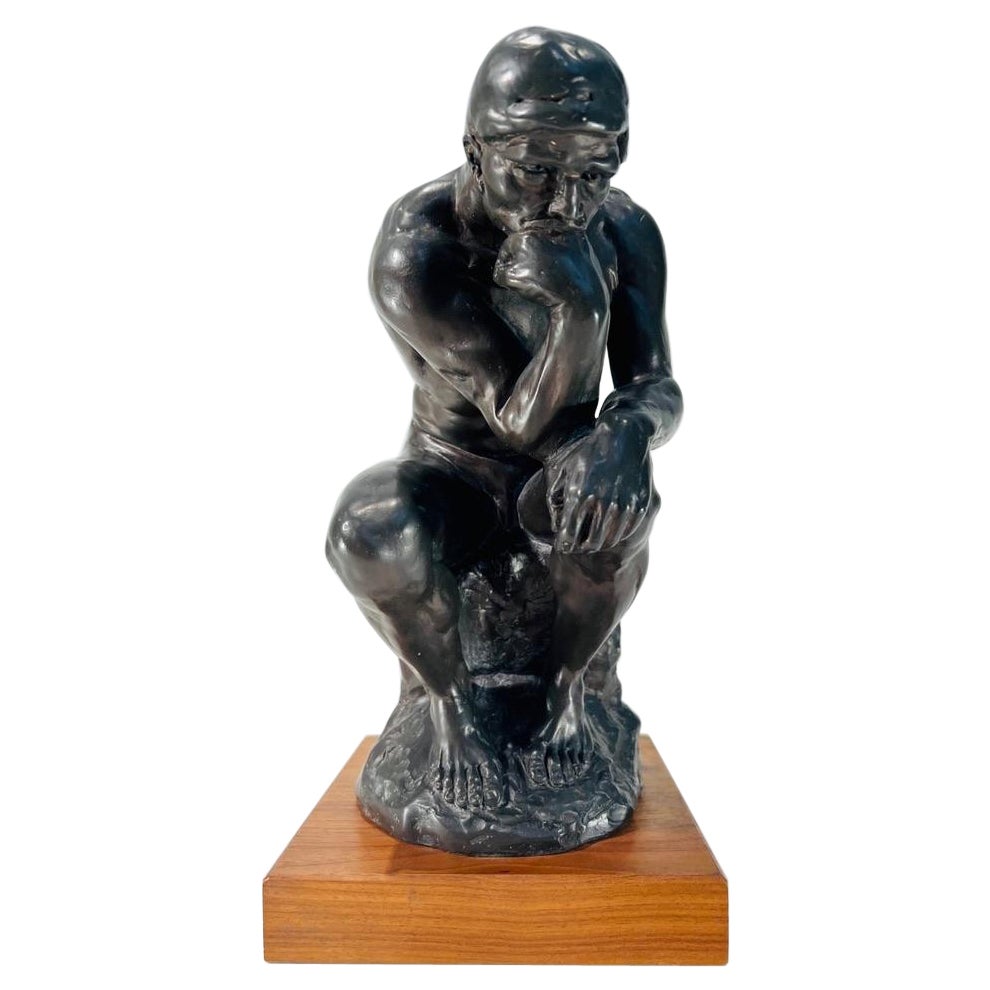 Auguste Rodin french museu reproduction in plaster and wood signed "Le Penseur" For Sale