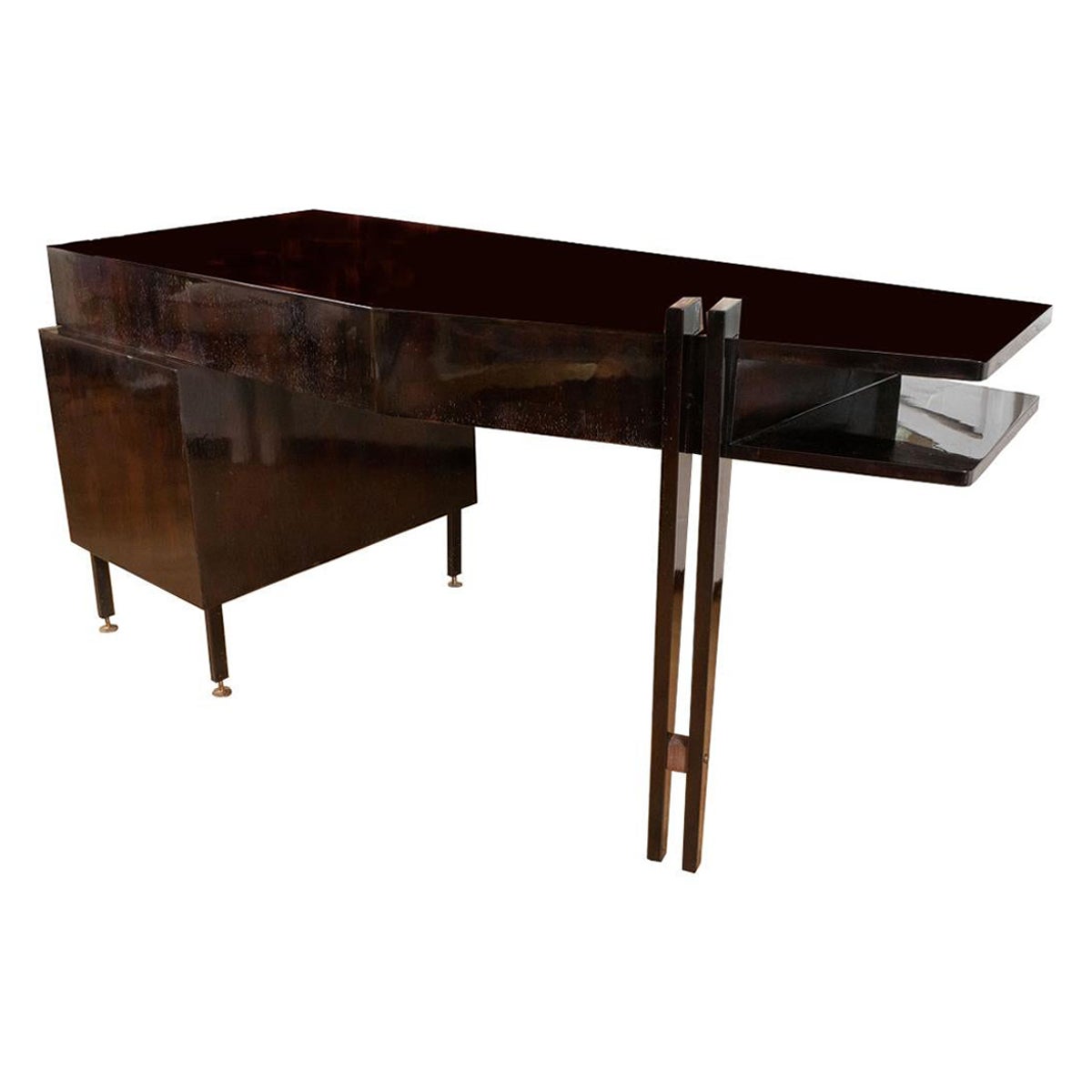 Lacquered wood cantilevered table