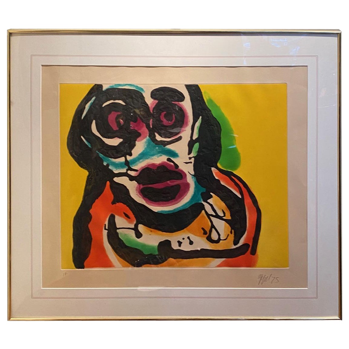 Polychrome Acquatint   Plate IV from Five Night Faces in Broadway by Karel Appel For Sale