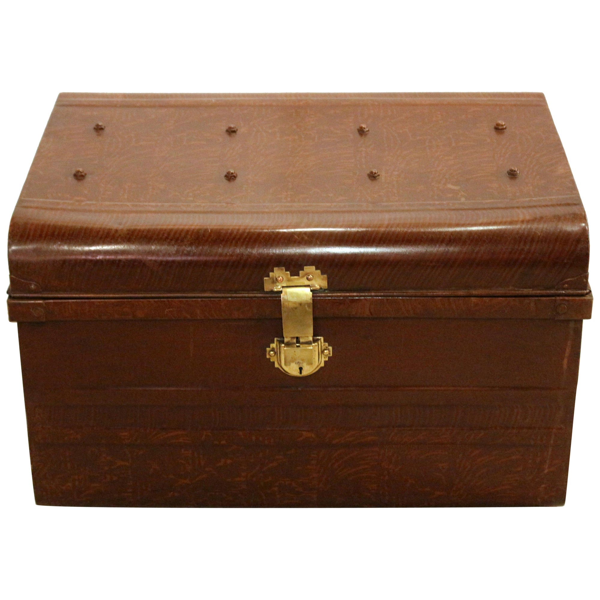 Late 19th-Early 20th Century Steel Trunk