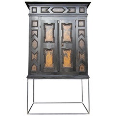 German Baroque Cabinet on Metal Stand