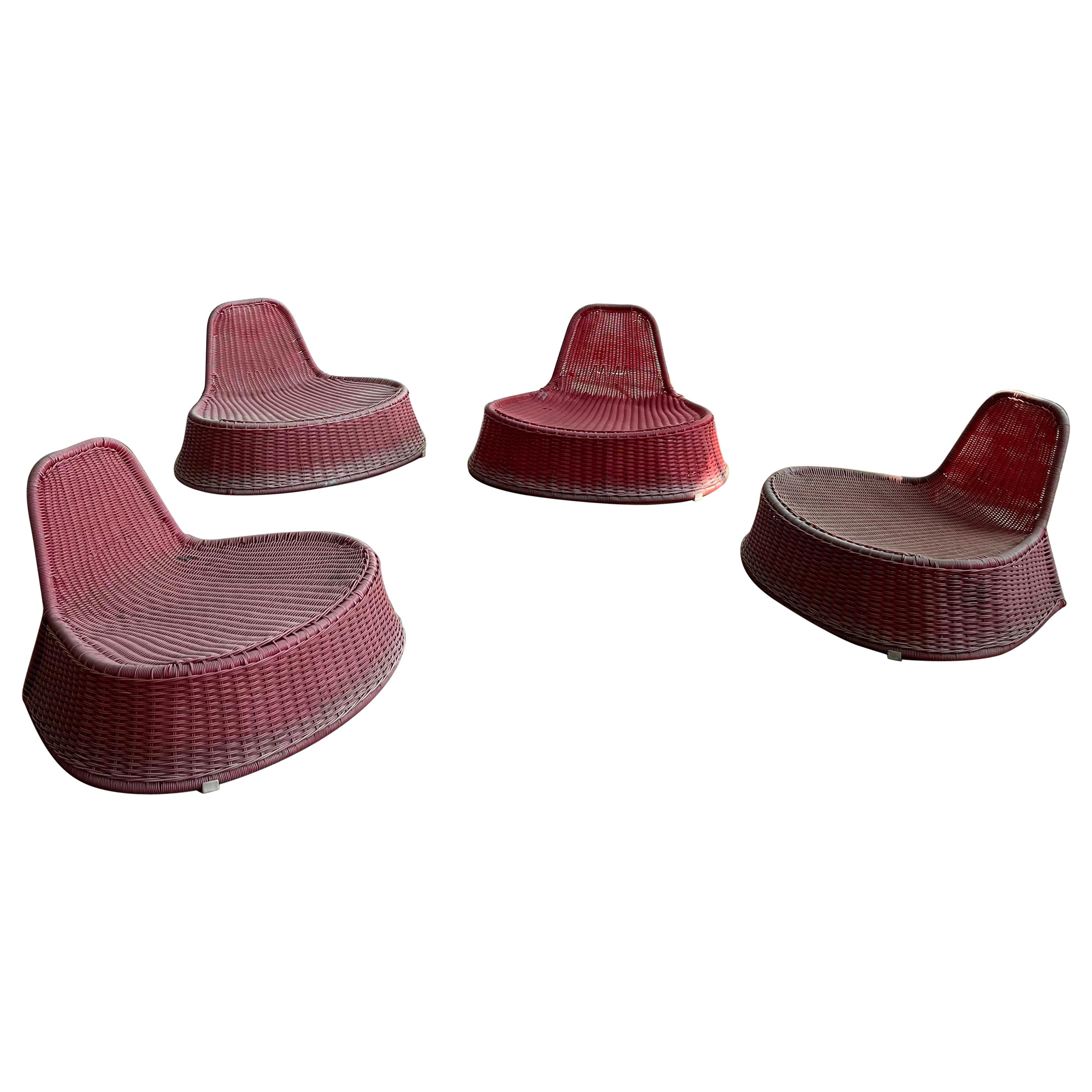 Pink Woven Outdoor Lounge Chairs By Monika Mulder For Ikea For Sale
