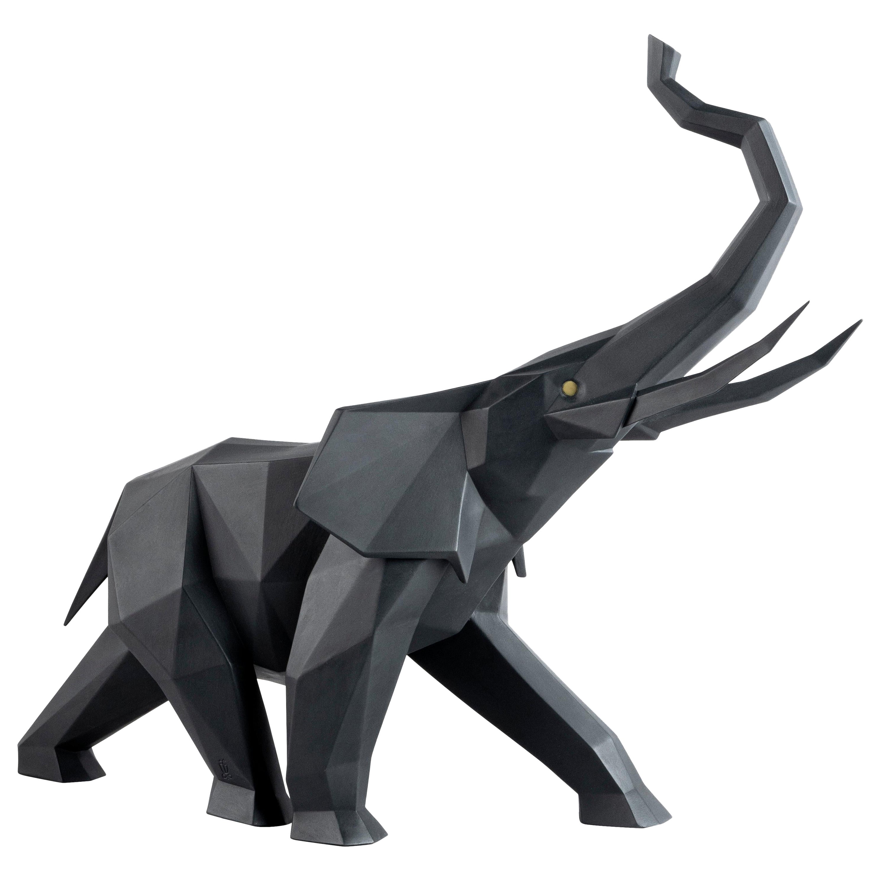 Elephant Sculpture. Black matte For Sale