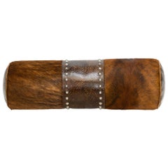 Decorative Leather and Hide Pillow with Tacks