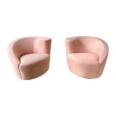 Vintage Vladimir Kagan Nautilus Swivel Lounge Chairs