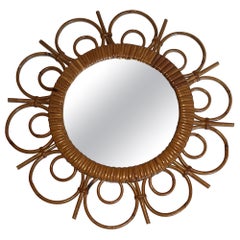 Miroir en rotin. Français. Circa 1950