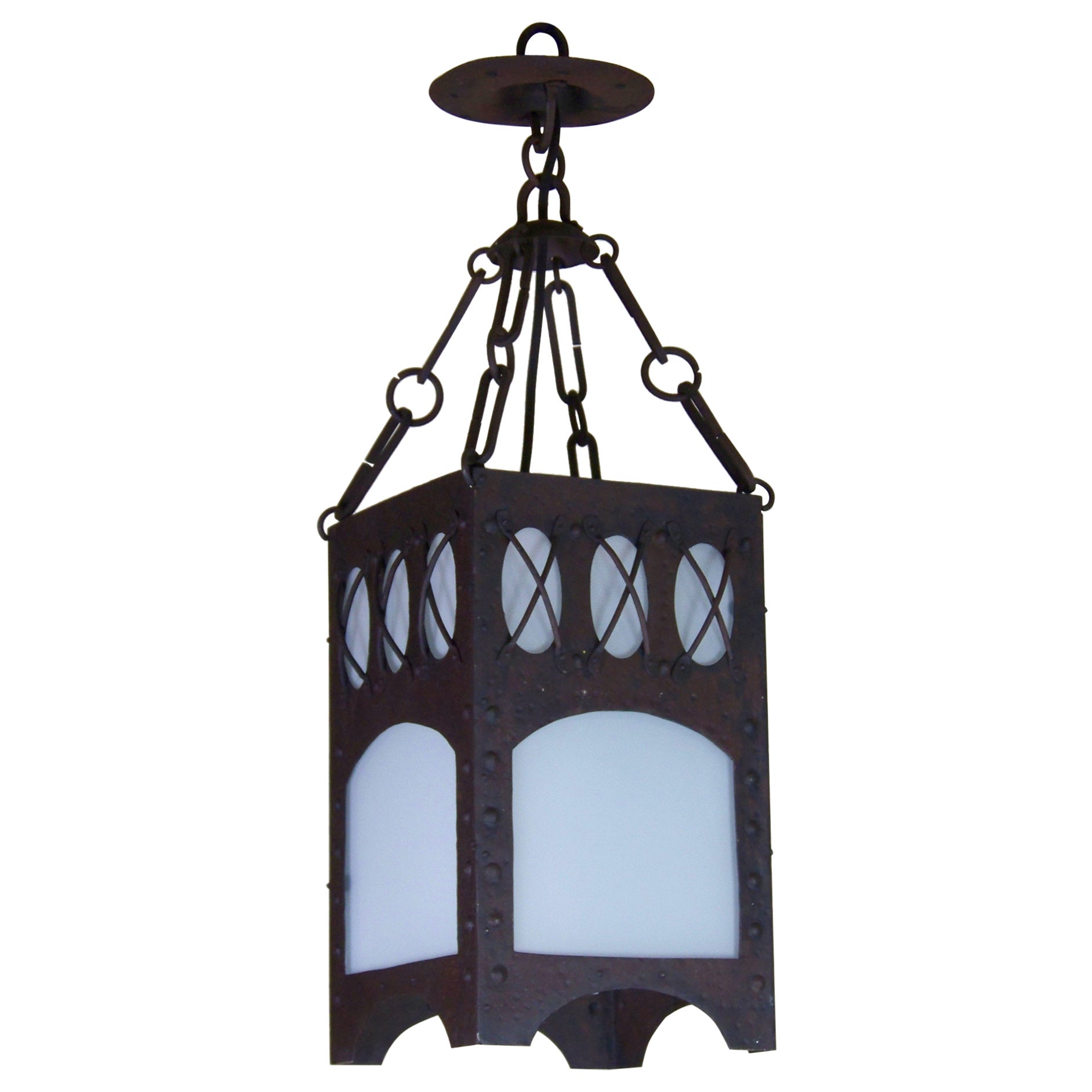 Art Nouveau lantern - forged iron For Sale