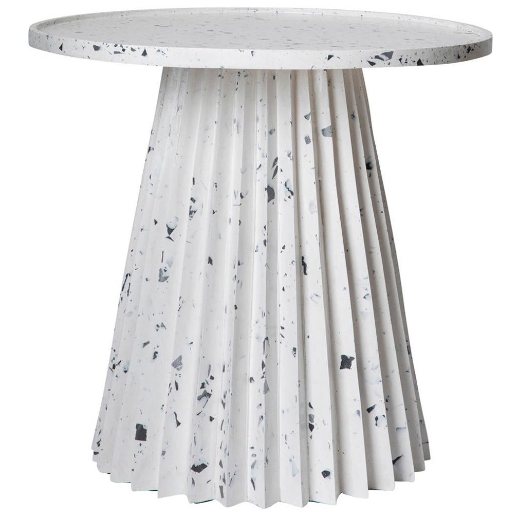 Side Table- FLUTE SIDE TABLE - LARGE - WHITE/GREY For Sale