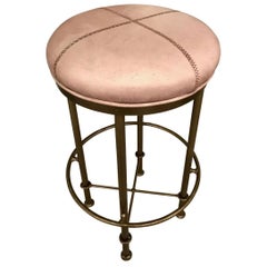 Rustic Gray Leather Counter Stool