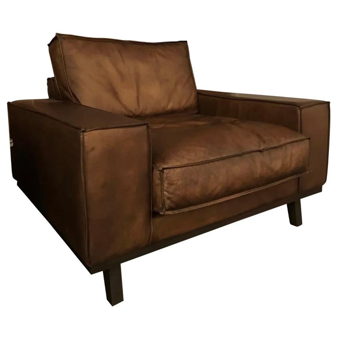 Large Leather Club Chair For Sale