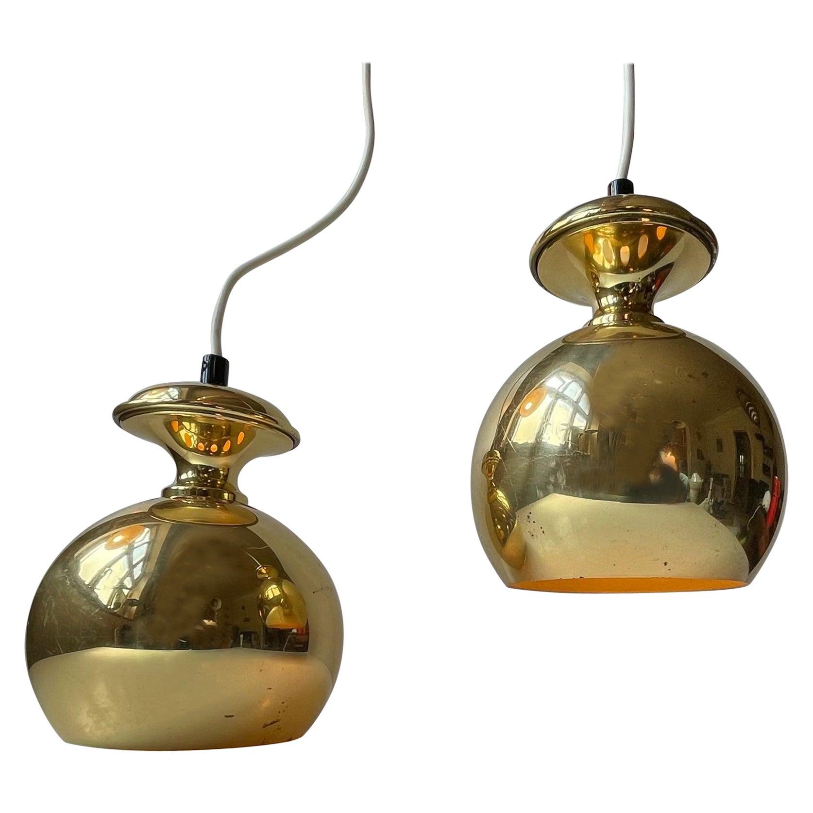 Scandinavian Modern Brass Hanging Lamps by Hans-Agne Jakobsson For Sale