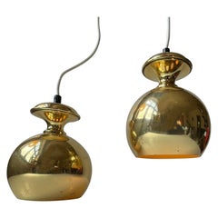 Vintage Scandinavian Modern Brass Hanging Lamps by Hans-Agne Jakobsson
