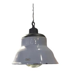 Antique Early 20th Century Gray Enameled Pendant Lights.