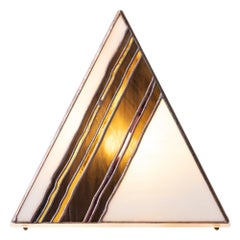 Antique Pyramid table lamp, stained glass by Friend of All, abstract brushstroke design