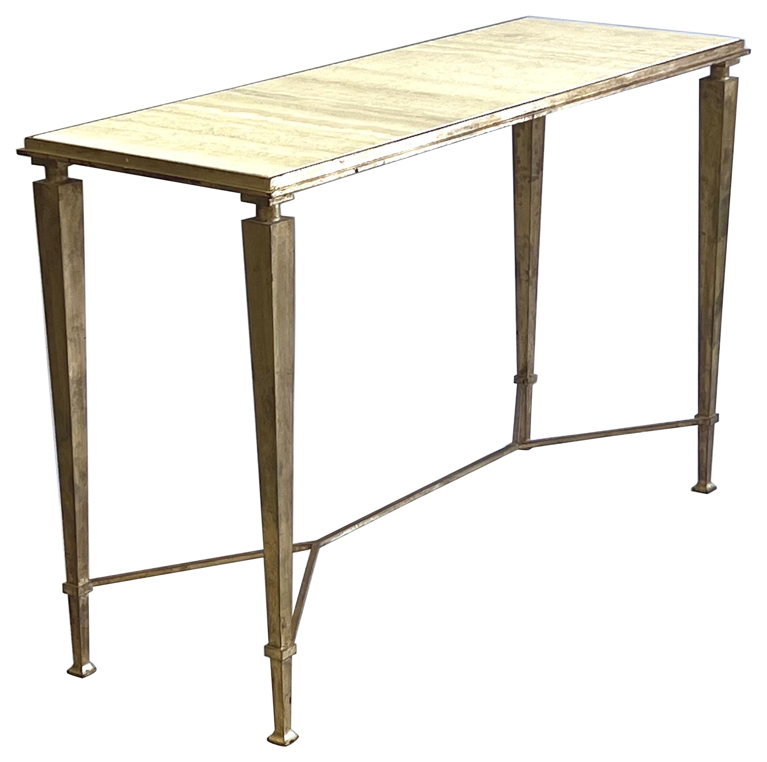 Französische neoklassizistische Konsole aus vergoldetem Eisen von Maison Ramsay, Mid-Century Modern im Angebot