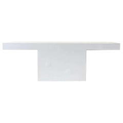 Used Postmodern White Lacquer Laminate T Console Table