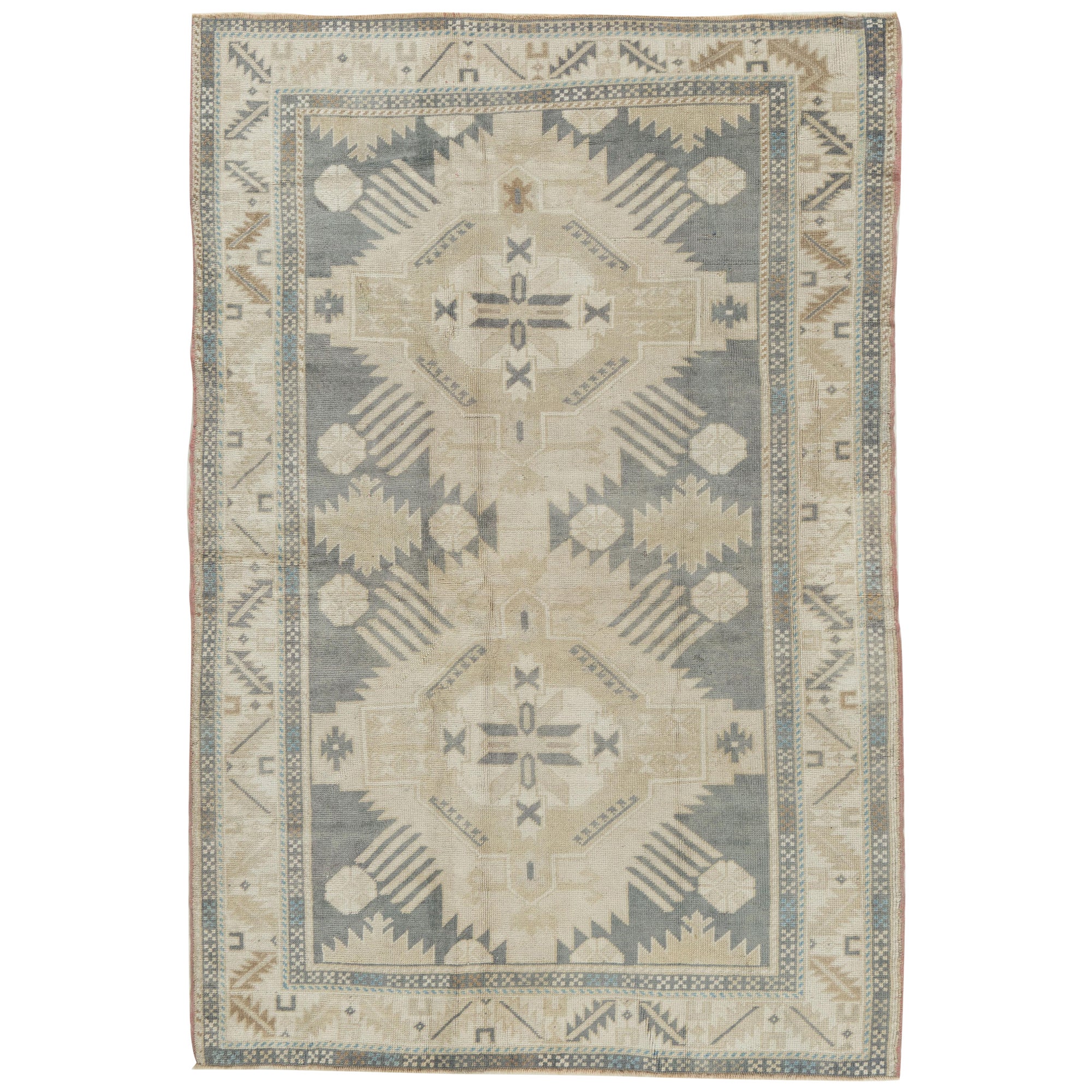 Tapis turc vintage Oushak 4' X 6'