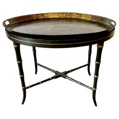 Vintage English Chinoiserie Tole Tray Table